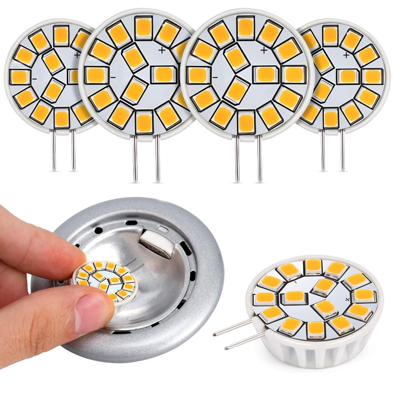 Kohree G4 LED Bulb 12V AC/DC Bi-Pin Base Ceiling Recessed Puck Light Bulb LED Replacement Halogen Bulb 20W Equivalent for RV Camper Trailer Motorhome 5th Wheel, Marine Boat (2 Watt, Warm White) 4 Pack - Image 1